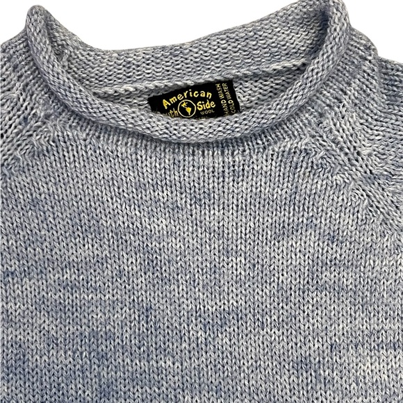 🔥American South Side Baby Blue Alpaca Mock Neck Knit Sweater - Picture 4 of 7